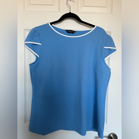 4/$20 Dorothy Perkins  NWT white lined puff short sleeve blue top- Size 14 - Picture 5 of 12